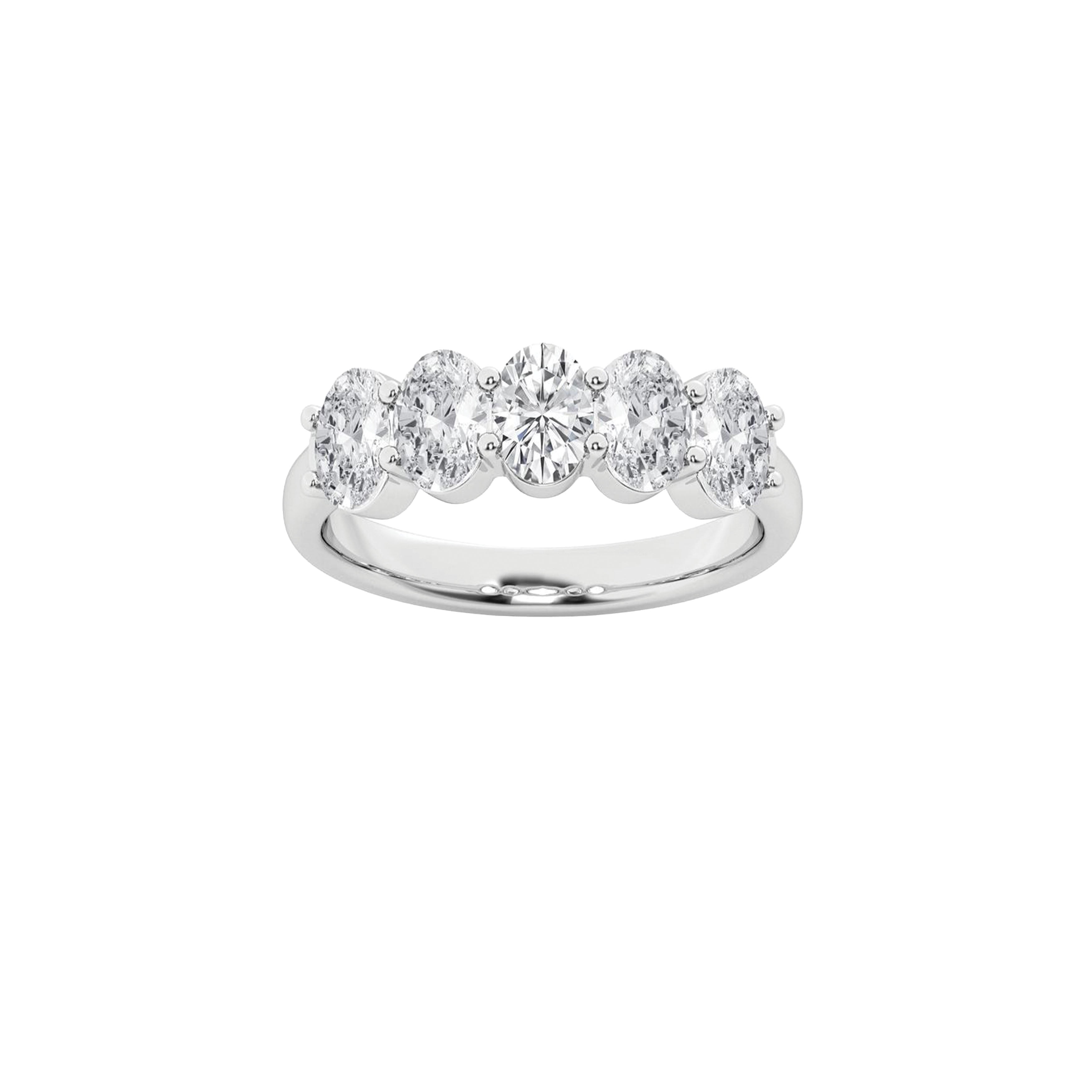 14K White Gold Lab Grown Oval Diamond Half Band 5.00ctw