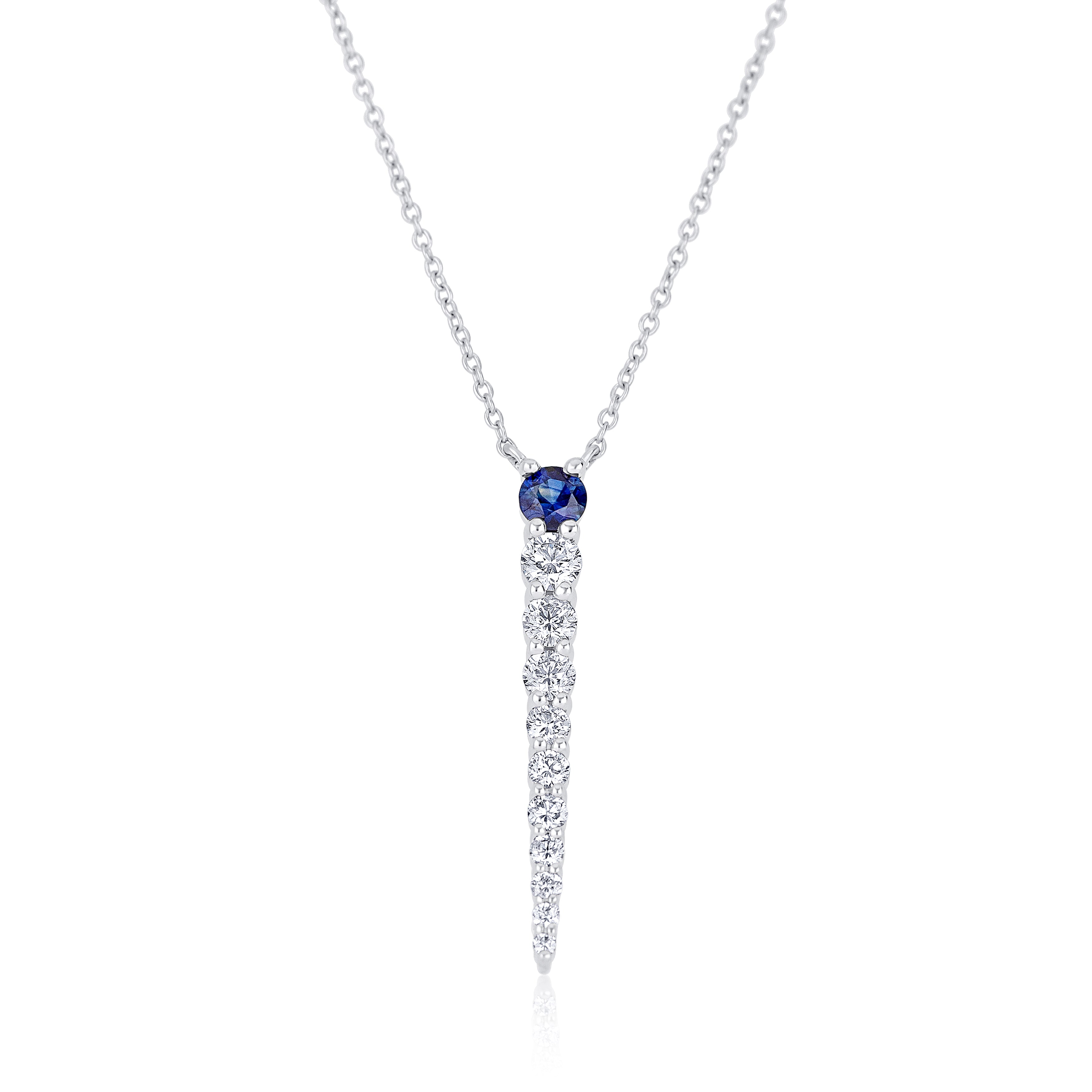 14K White Gold Sapphire & Diamond Necklace