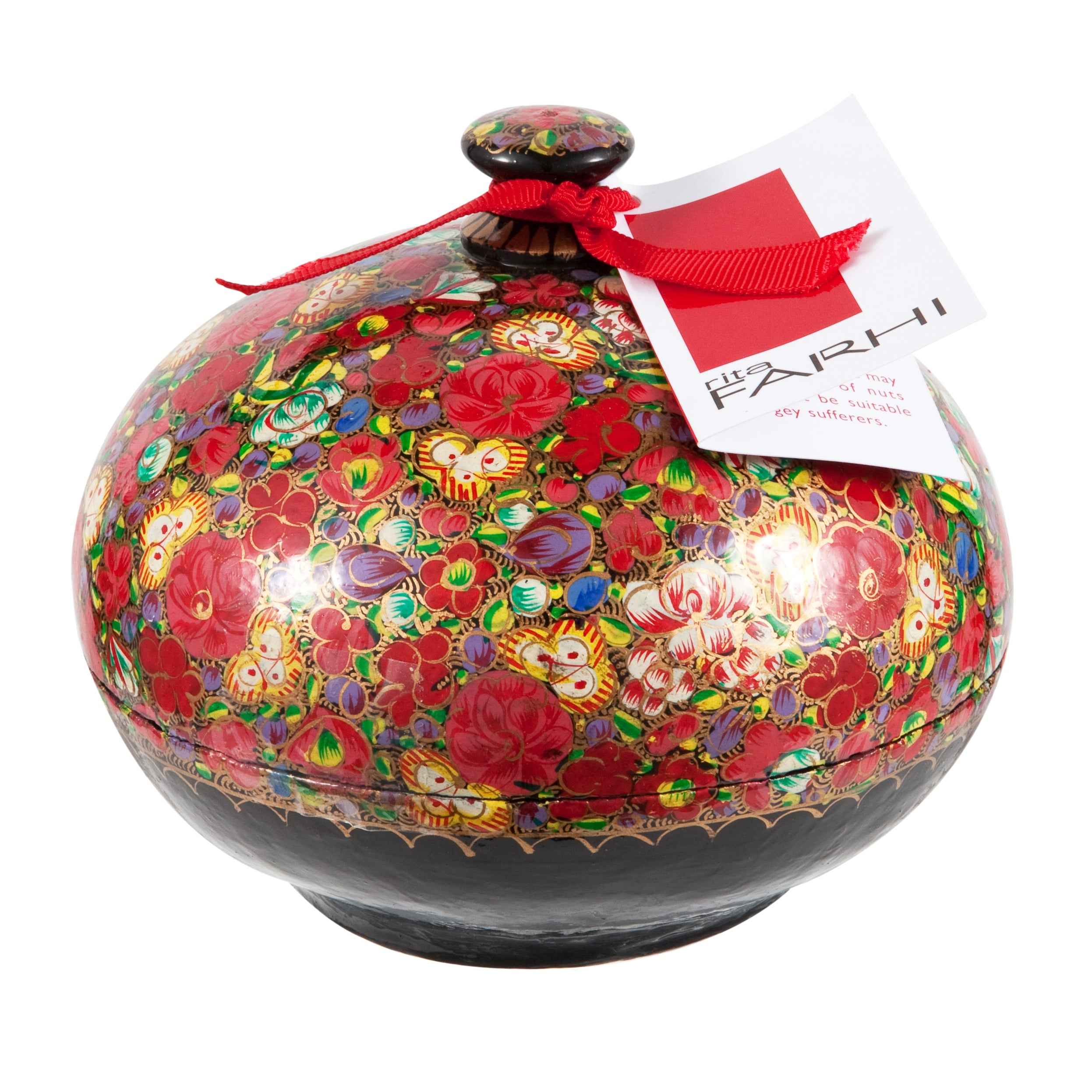 Cocoa Dusted Dark Chocolate Almonds in a Handmade Bonbonnière, Palm Oil Free, 130g