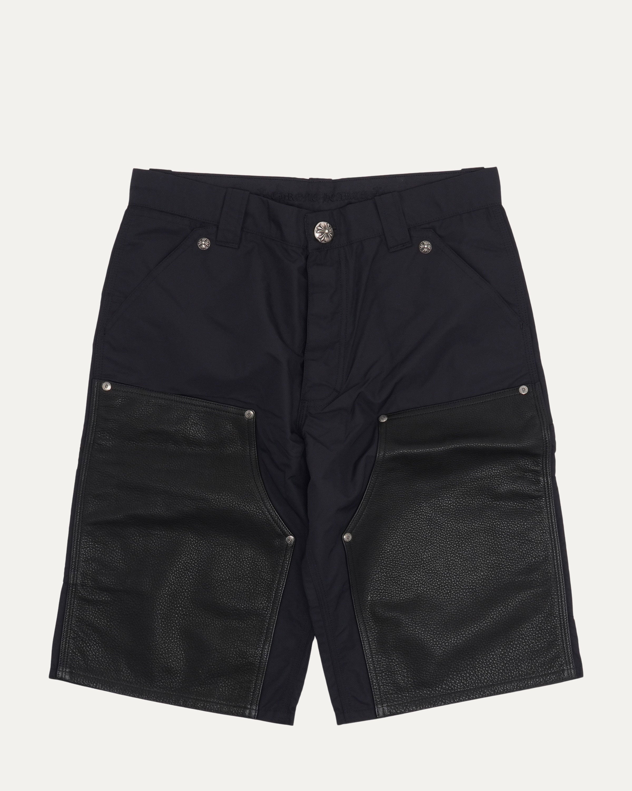 Nylon Leather Double Knee Shorts